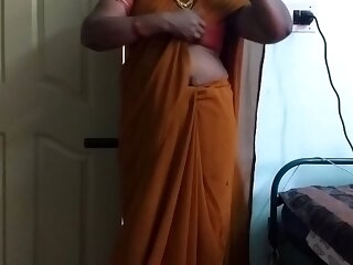 desi  indian horny tamil telugu kannada malayalam hindi skulduggery wife wearing saree vanitha uniformly heavy boobs added to shaved pussy press hard boobs press gnaw rubbing pussy masturbation